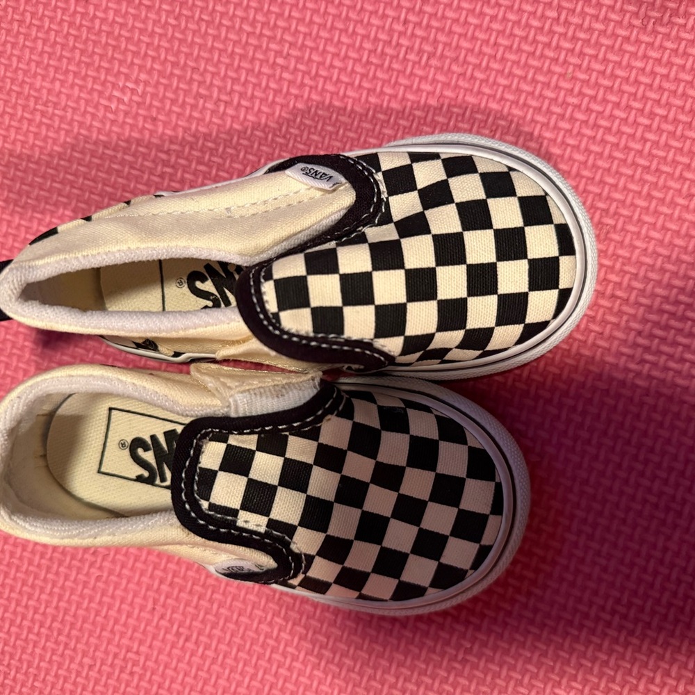 Vans Kids Black and White Checkered Slip-On Sneakers